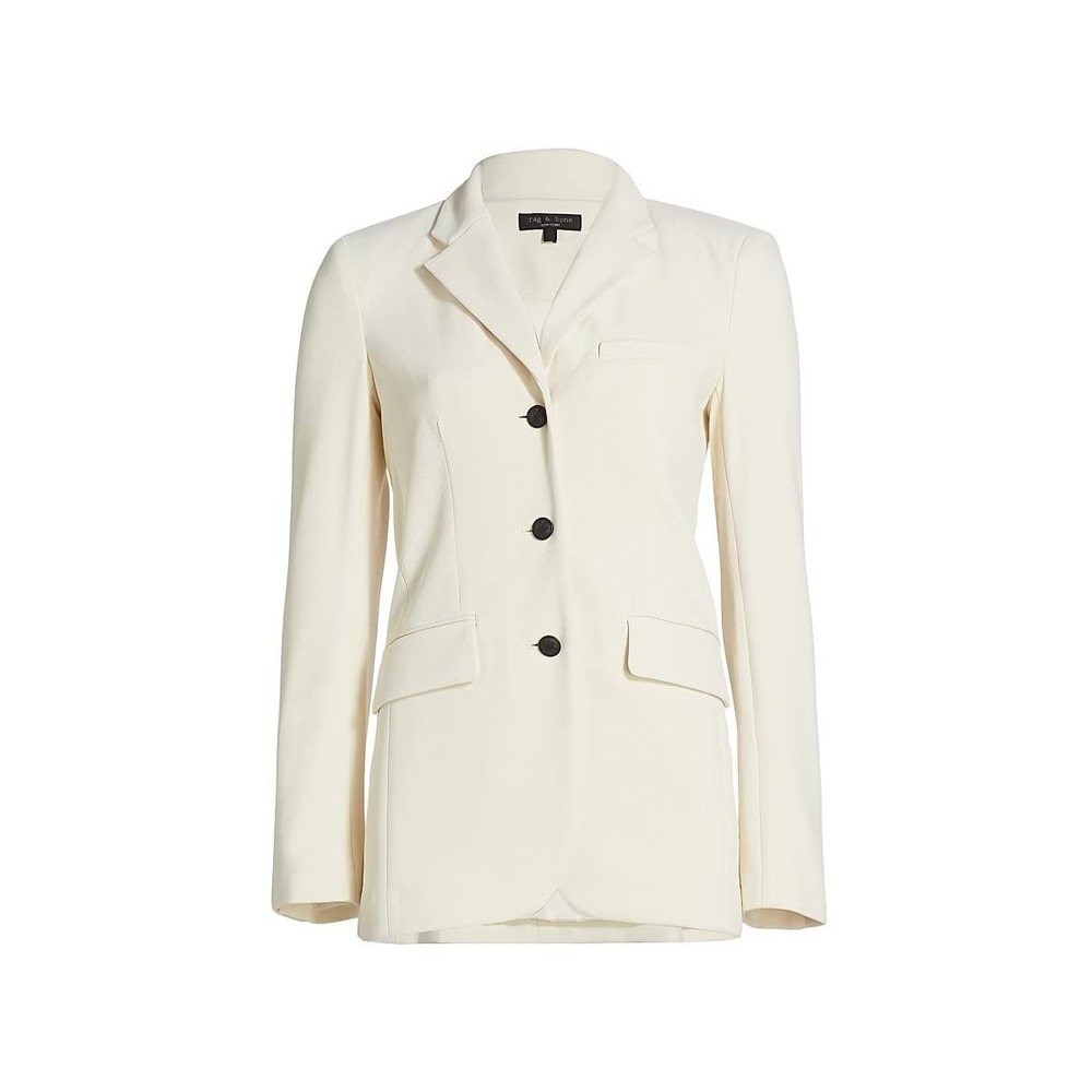 NWT Rag‎ & Bone Slade Long Tweed Blazer Size 19 Ivory Jacket Suit Coat